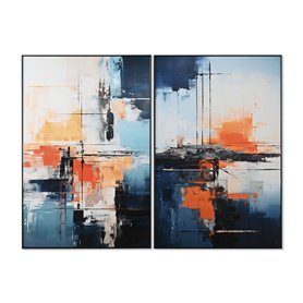 Cadre Home ESPRIT Bleu Blanc Abstrait Urbaine 80 x 3