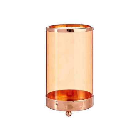 Bougeoir Cuivre Ambre Cylindre Métal verre (9