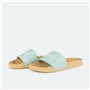 Tongs pour Femmes Munich Flat Slider Wood Effect Turquoise