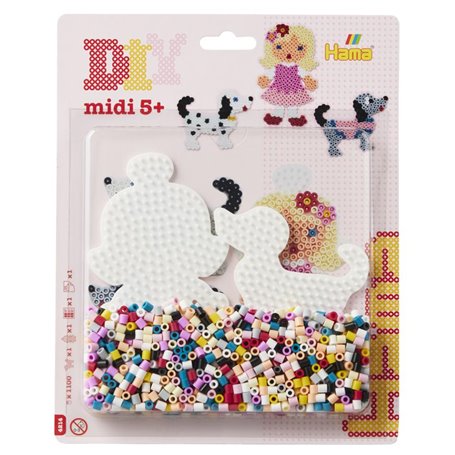 Perles à repasser grand modele avec plaques fille et chien