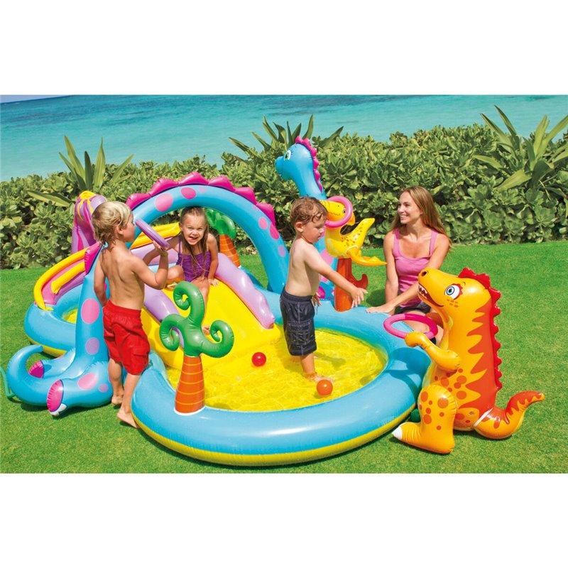 Image secondaire de Pataugeoire gonflable pour enfants Intex Dinosaures Parc de jeux 302 x 112 x 229 cm 280 L