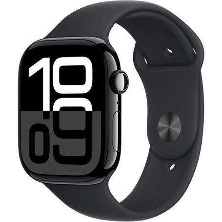 Apple Watch Series 10 GPS + Cellular - 46mm - Boîtier Jet Black Aluminium - Bracelet Black Sport Band - S/M