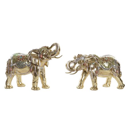 Figurine Décorative DKD Home Decor Eléphant Doré Résine Multicouleur (45