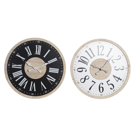 Horloge Murale DKD Home Decor Noir MDF Blanc (60 x 4
