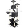 TAYLOR Arbre a chat - 60 x 50 x 206 cm - Gris foncé -  2 plateformes, 1 perchoir, 2 cabanes, 1 hamac