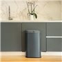 Poubelle cuisine automatique - LOGAN - KITCHEN MOVE - 58 L - Inox gris mat avec cerclage