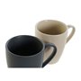 Lot de tasses DKD Home Decor Beige Gris foncé Bois d'hévéa Grès 300 ml 19 x 13 x 31 cm (4 Pièces)