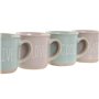 Ensemble de 4 mugs Home ESPRIT Bleu Rose Grès 355 ml 9,7 x 7 x 9,2 cm