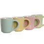 Ensemble de tasses à café Home ESPRIT Jaune Bleu Vert Rose Porcelaine 90 ml 4 Pièces