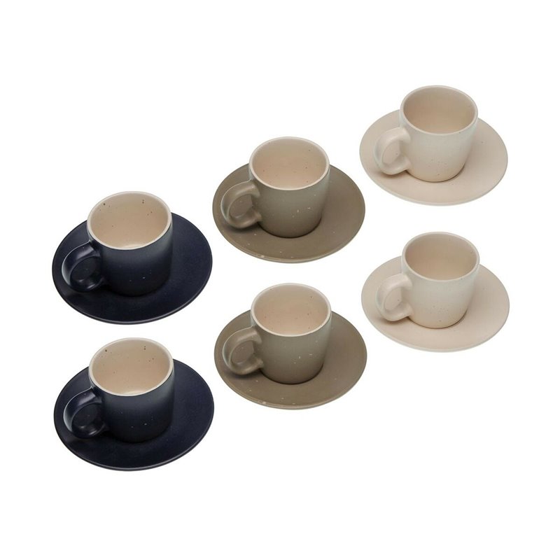 Set de 6 Tasses à Thé avec Soucoupe Versa Tashi Grès 8,3 x 7,8 x 8,3 cm