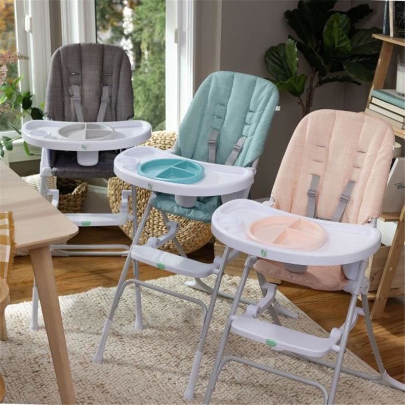 Image secondaire de INGENUITY Chaise haute compacte, avec assiette sécurisée, pliage a plat, collection Sun Valley, bleu