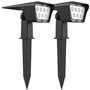 Lot de 2 spots solaires projecteur 2 en 1 a piquer ou a fixer - LUMISKY - CURTIS - H31.5 cm - LED blanc