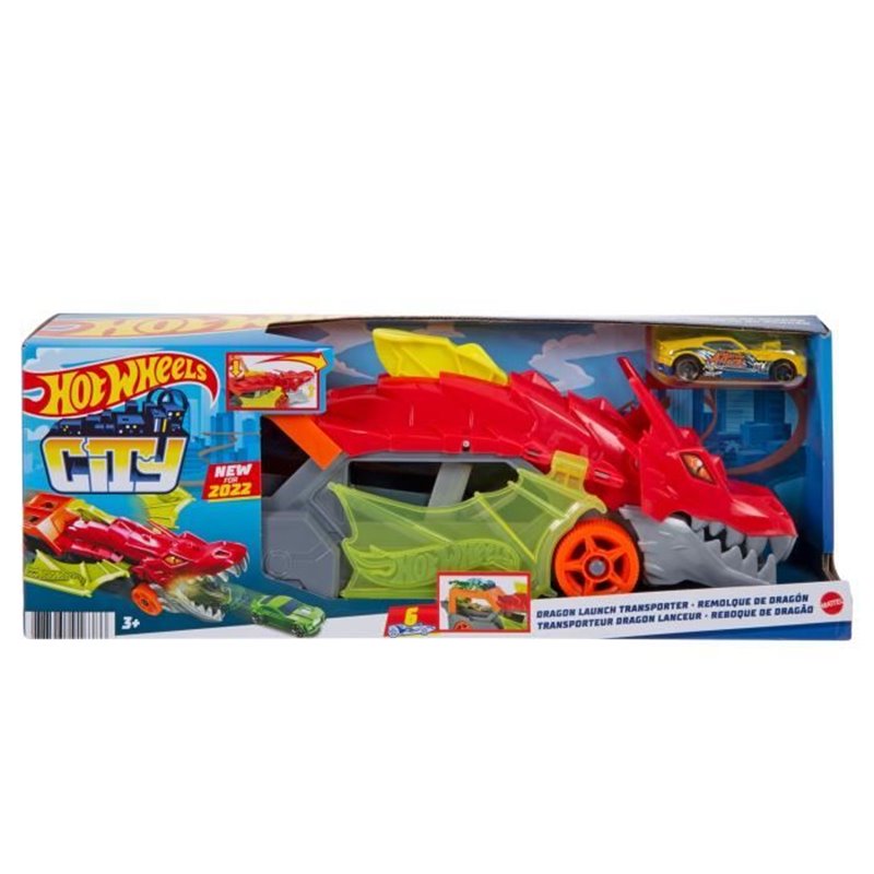 Image secondaire de Hot Wheels City - Transporteur Dragon Lanceur 2-en-1 - Camion / Petite voiture - Des 3 ans GTK42