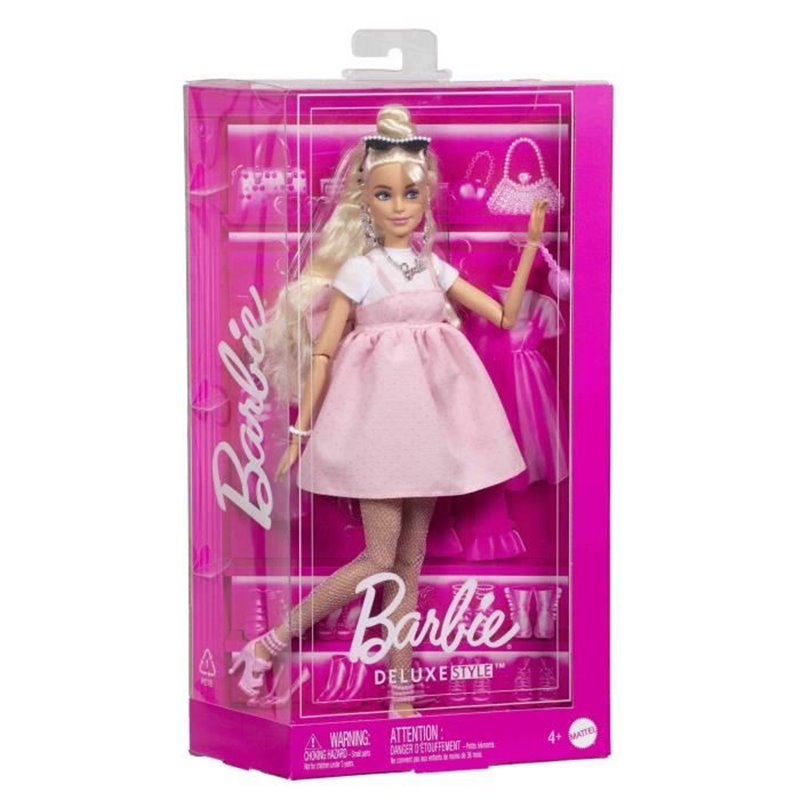 Image secondaire de Barbie-Deluxe Style-Poupée Barbie Blonde a Robe Rose Pastel - 4ans+ - HYV27