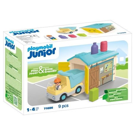 PLAYMOBIL Junior 71686 Ouvrier camion et garage, Disney, Des 12 mois