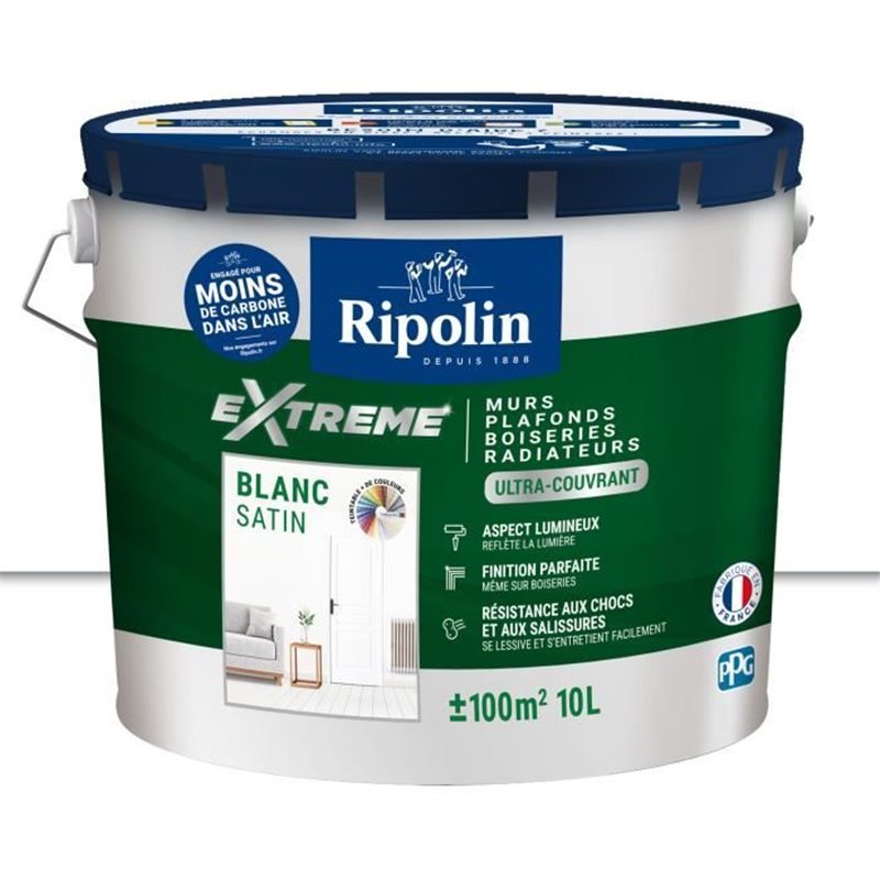 Image secondaire de Peinture mur et plafond monocouche satin blanc 10L Ripolin