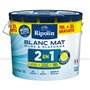 Peinture Murs et Plafonds 2 en 1 Blanc Mat Ripolin 10L + 2L gratuits