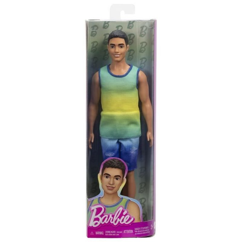 Image secondaire de Barbie-Fashionistas-Poupée Ken Avec Débardeur Dégradé Et Short En Jean - 3ans+ - HYV00