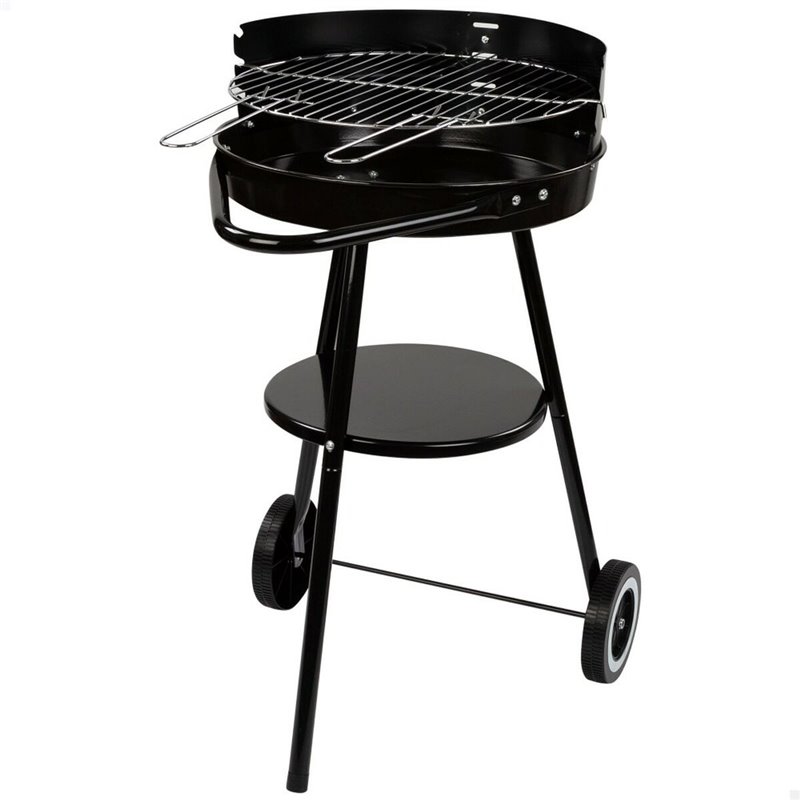 Roues de barbecue au charbon de bois Aktive Aluminium Métal émaillé Textilène 42 x 76,5 x 42 cm Noir
