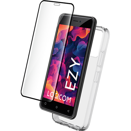 Pack 2 en 1 Coque Logicom Ezy Souple Transparente + Protège écran + SmartFrame - Certifié GRS Bigben