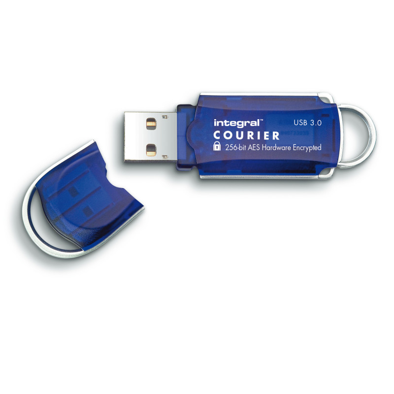 Integral 8GB Courier FIPS 197 Encrypted USB 3.0 lecteur USB flash 8 Go USB Type-A 3.2 Gen 1 (3.1 Gen 1) Bleu, Argent