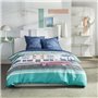 Parure de lit - TODAY - JAVA - 2 personnes - 240x220 cm - Coton - Imprimé Los Angeles - Bleu