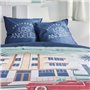 Parure de lit - TODAY - JAVA - 2 personnes - 240x220 cm - Coton - Imprimé Los Angeles - Bleu