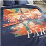 Parure de lit - TODAY - JAVA - 2 personnes - 240x220 cm - Coton - Imprimé Paris - Bleu