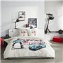 Parure de lit - TODAY - JAVA - 2 personnes - 240x220 cm - Coton - Imprimé Street racing - Blanc