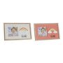 Cadre photo DKD Home Decor Arc-en-ciel Rose Blanc Enfant Bois MDF (25 x 1 x 16 cm) (2 Unités)