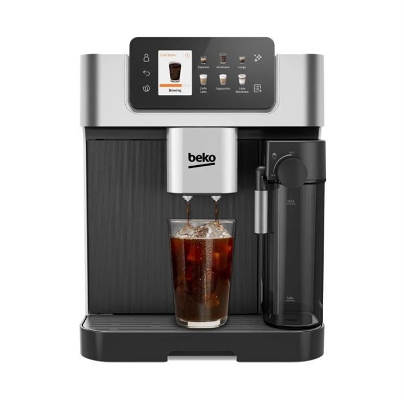 Machine a café avec broyeur - BEKO - CEG7348X - 1350 W - 250g de grains - Noir / Silver
