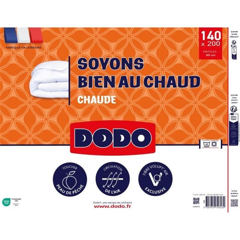 Image secondaire de DODO - Couette - Bien au chaud - 140 x 200 - 400g/m² - VOLUPT'AIR - Blanc