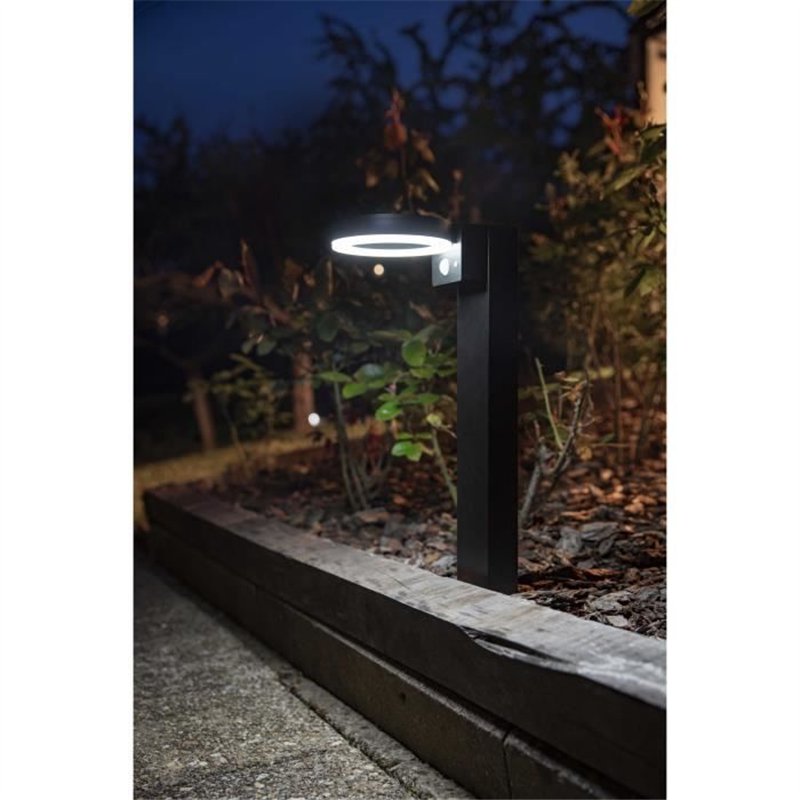 Borne solaire - GALIX - G4590B - Très éclairante - Inox (option Applique) avec détecteur - H50 cm - 1000 Lumens