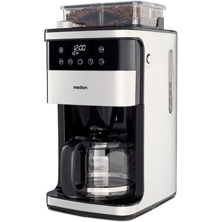 Cafetiere Filtre Digitale avec Broyeur - MEDION - 1000W - 1,5L - Silver