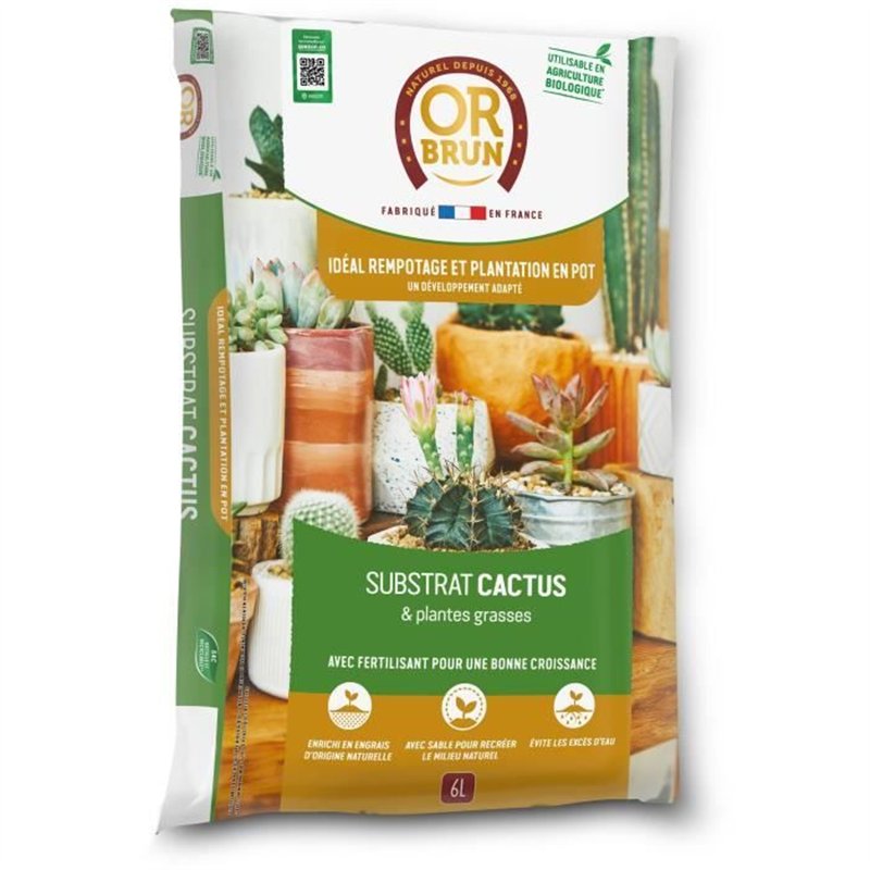 Substrat cactus & Plantes grasses - OR BRUN - OBRTCAC6U - 6L - Favorise la croissance
