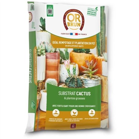 Substrat cactus & Plantes grasses - OR BRUN - OBRTCAC6U - 6L - Favorise la croissance