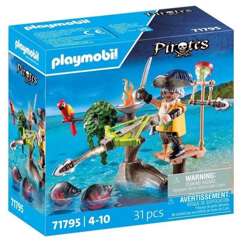 PLAYMOBIL 71795 Pirate avec arbalete et poissons a viser, 31 pieces, Des 4 ans