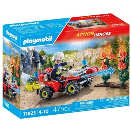 PLAYMOBIL 71825 Pompier avec quad et arbustes enflammés