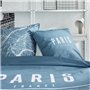 Parure de lit - TODAY - JAVA - 2 personnes - 240x220 cm - Coton - Imprimé Paris - Bleu