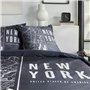 Parure de lit - TODAY - JAVA - 2 personnes - 240x220 cm - Coton - Imprimé New York - Noir