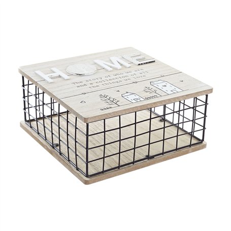 Boîte Décorative DKD Home Decor Naturel Noir Métal MDF (25 x 25 x 12 cm)