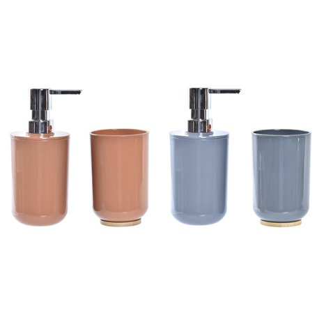 Ensemble de Bain DKD Home Decor Naturel Gris Orange Corail Aluminium Bambou PS Moderne (9 x 7 x 16 cm) (2 Unités) (7 x 7 x 16 cm