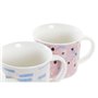 Tasse mug DKD Home Decor Noir Bleu Rose Blanc Grès (310 ml) (4 Unités)
