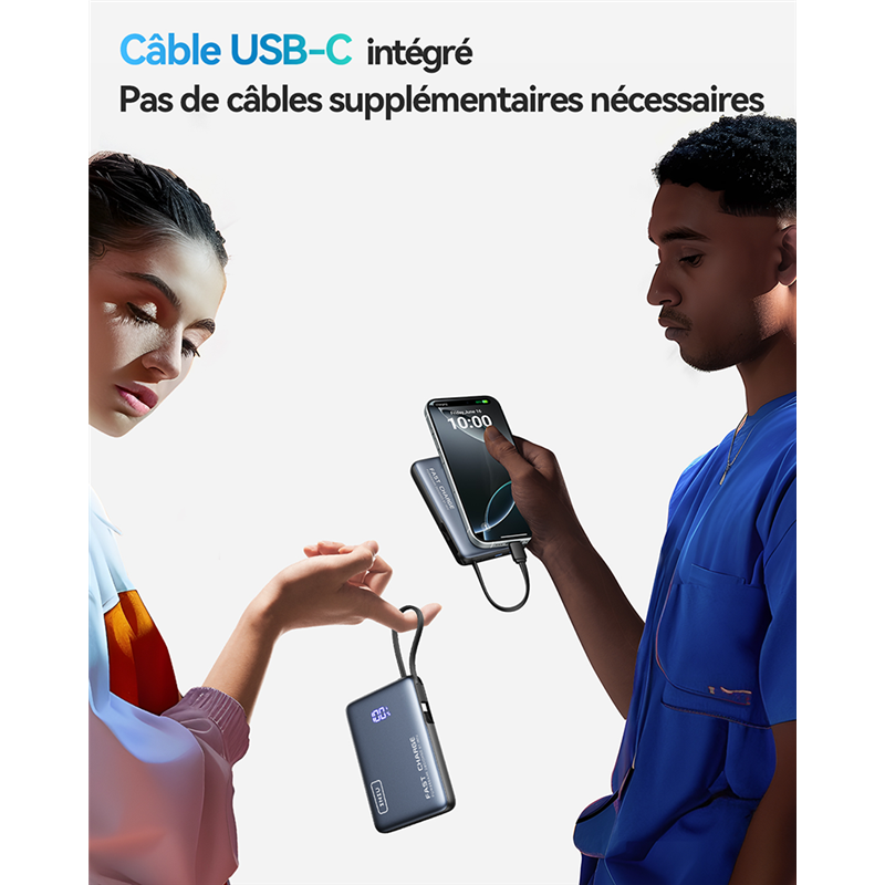 Image secondaire de Powerbank Pocket 10000mAh 2 ports USB A+C Noir Iniu