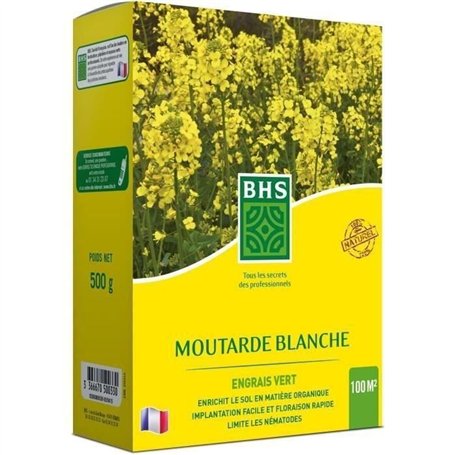 Engrais Verts - BHS - Moutarde Blanche 500g | 100 m² | Améliore et désinfecte les sols pour une meilleure fertilité.