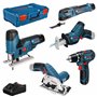 Pack de 5 outils sans-fil (GST + GOP + GSA + GSR + GKS) + 3 batteries 3Ah + chargeur + coffret L-BOXX - BOSCH - 0615A0017C