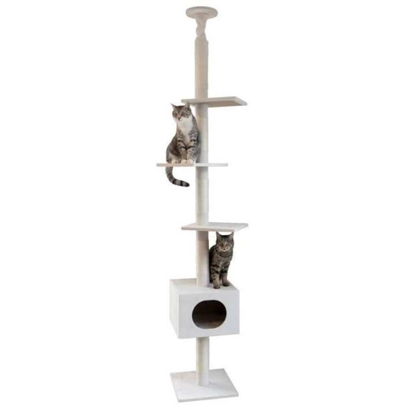 Image secondaire de KERBL - Arbre a chat FERDI - 38 x 38 x 240 a 260 cm - Blanc - Sisal