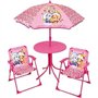Salon de jardin FUN HOUSE PAT'PATROUILLE - 1 table 46xø46 cm, 2 chaises H.53xl.38,5xP.37,5cm et 1 parasol
