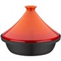Tajine fonte massive - GSW - 30 x 22 cm - Couvercle céramique - Induction - Orange