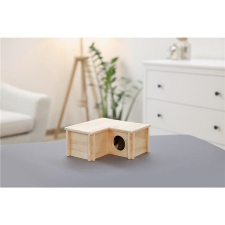 Abri pour petits rongeurs - Kerbl - Modele 3 chambres - Beige - Toit amovible - Montage simple